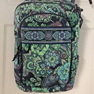Vera Bradley Blue Rhapsody Large Laptop Backpack Green Blue Paisley School Bag